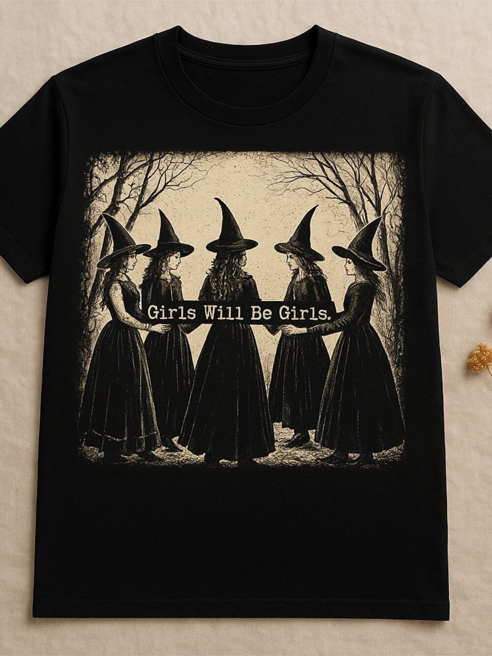 Girls Will Be Girls Witch T-Shirt, Vintage Gothic Graphic Tee, Spooky Season